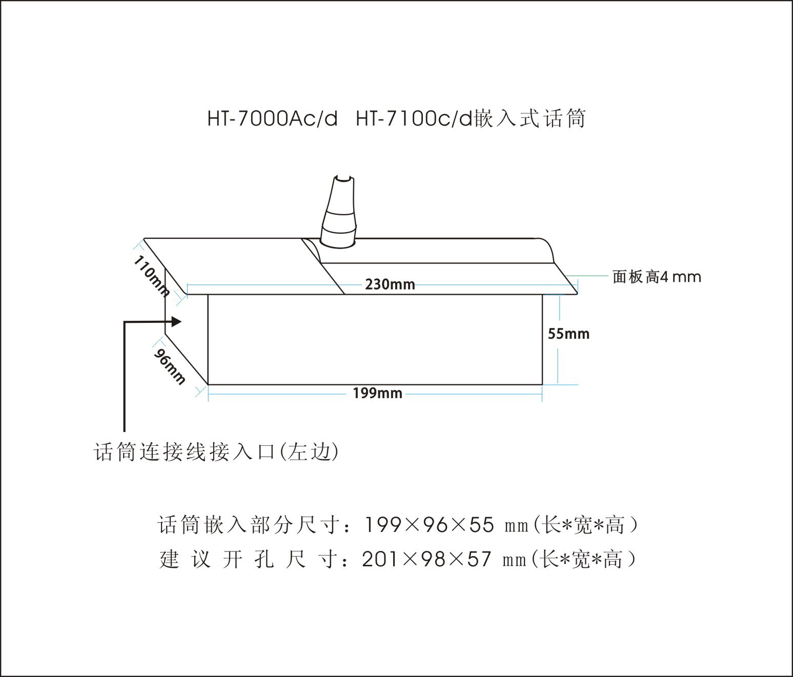 HT-7000Ac、HT-7000Ad-列席單元（嵌入式）